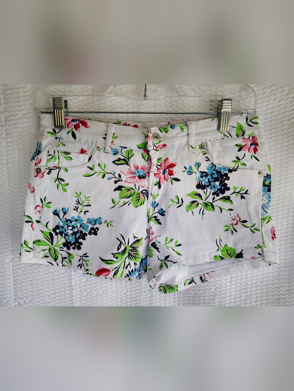 Levi's White Floral Print Kids Shorts - Pink Green Blue